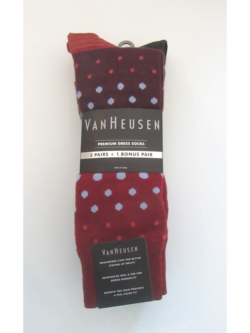 Van Heusen Premium Crew Dress Socks Red Polka Dot / Assorted 4 Pack NWT